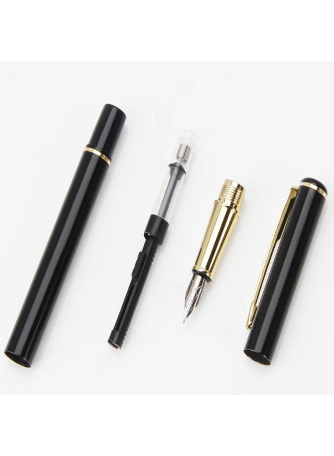 FAYET Metal Fountain Pen with 0.5mm Medium Nib, Glossy Piano Painted Finish, Includes 2 Ink Cartridges, Black and Gold Clip - Image 2